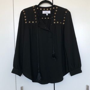 Black grommet blouse